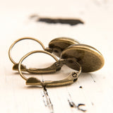 Cabochon Dangly & Stud Earrings / Natural Graphic French Man With An Umbrella / Black And White