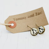 Cabochon Dangly & Stud Earrings / Natural Graphic Penguin / Black And White
