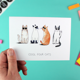 Cool Four Cats Greetings Card