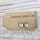 Cabochon Dangly & Stud Earrings / Natural Graphic Penguin / Black And White