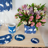 Rabbit Print Textile Plant Pot
