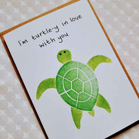 'Turtle-y In Love With You' card