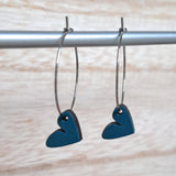 Heart hoop earrings - teal