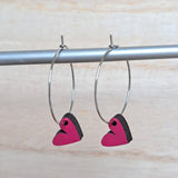 Heart hoop earrings - pink