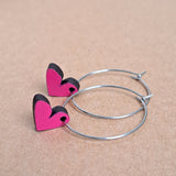 Heart hoop earrings - pink