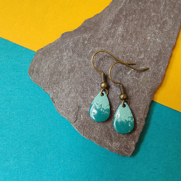 Earrings - Teardrop - Two Tone Sage