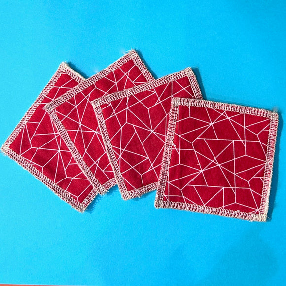 Reusable Face Wipes - Red Geometric