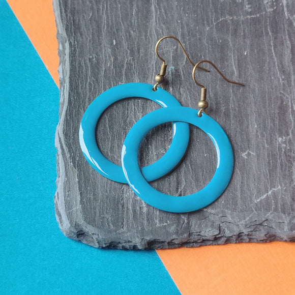 Earrings - Circle Cut Away - Blue