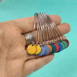 Long Drop Earrings - Circle - Powder Blue