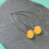 Long Drop Earrings - Circle - Yellow