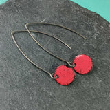 Long Drop Earrings - Circle - Bright Pink