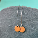 Long Drop Earrings - Circle - Orange