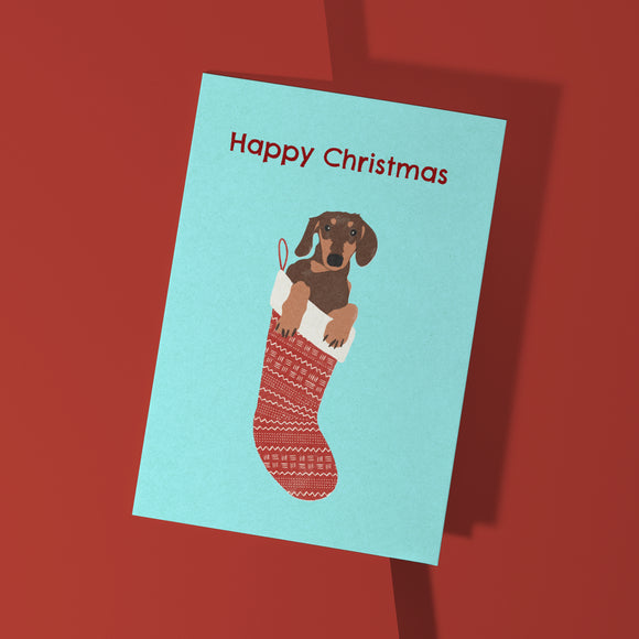 Christmas Card - Dog in Stocking
