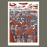 Sheffield City View No.4 linocut poster-print