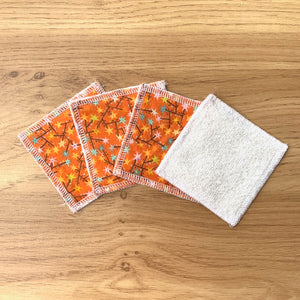 Reusable Face Wipes - Orange Stars