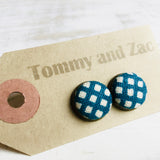 Japanese Fabric Earrings / Blue Check