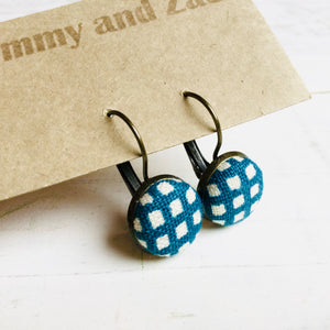 Japanese Fabric Earrings / Blue Check