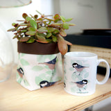 Coal Tit Print Textile Plant Pot