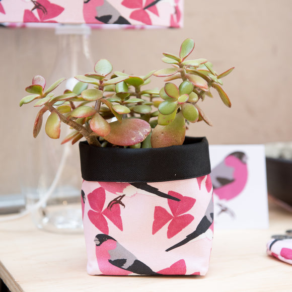 Bullfinch Print Textile Plant Pot