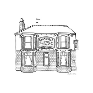 The Broadfield Pub Sheffield Square Print 21cm